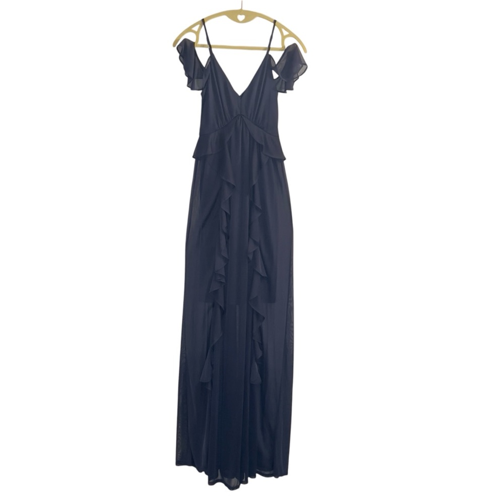 Express Women’s Drape Sleeve V-neck Frill Mesh Overlay Summer Maxi Dress